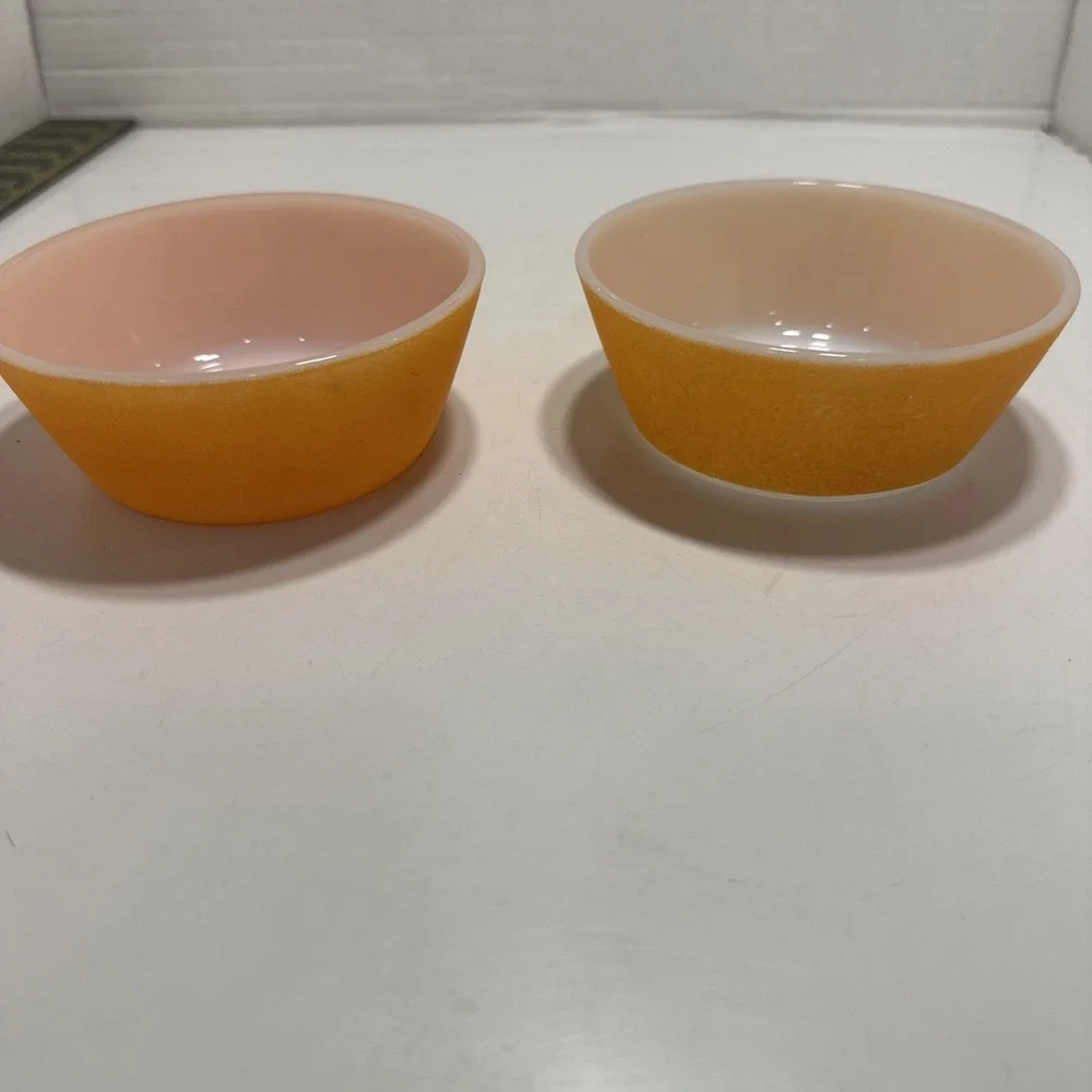 Federal Glass Oven Proof Bright Orange Retro Cereal Bowl 2 Bowls.‎